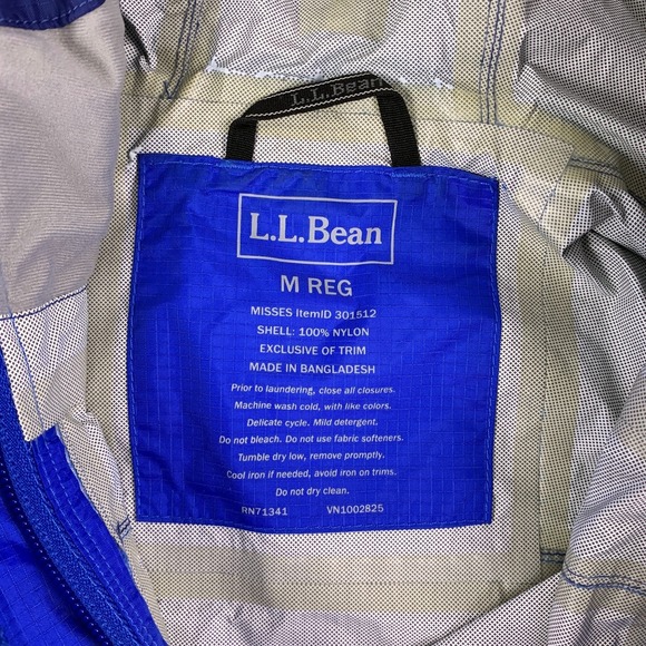 LL Bean Tek Trail Rain Jacket Misses Md Blue Hooded Full Zip Waterproof Windbrkr - Picture 3 of 16